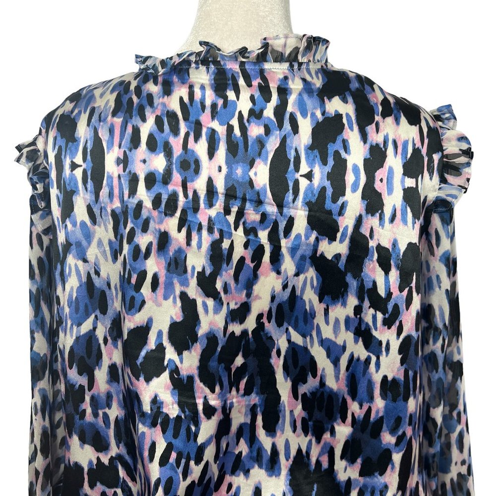 Generation Love 100% Silk Watercolor Animal Print Blouse | Adjustable Waist | L - Picture 8 of 12